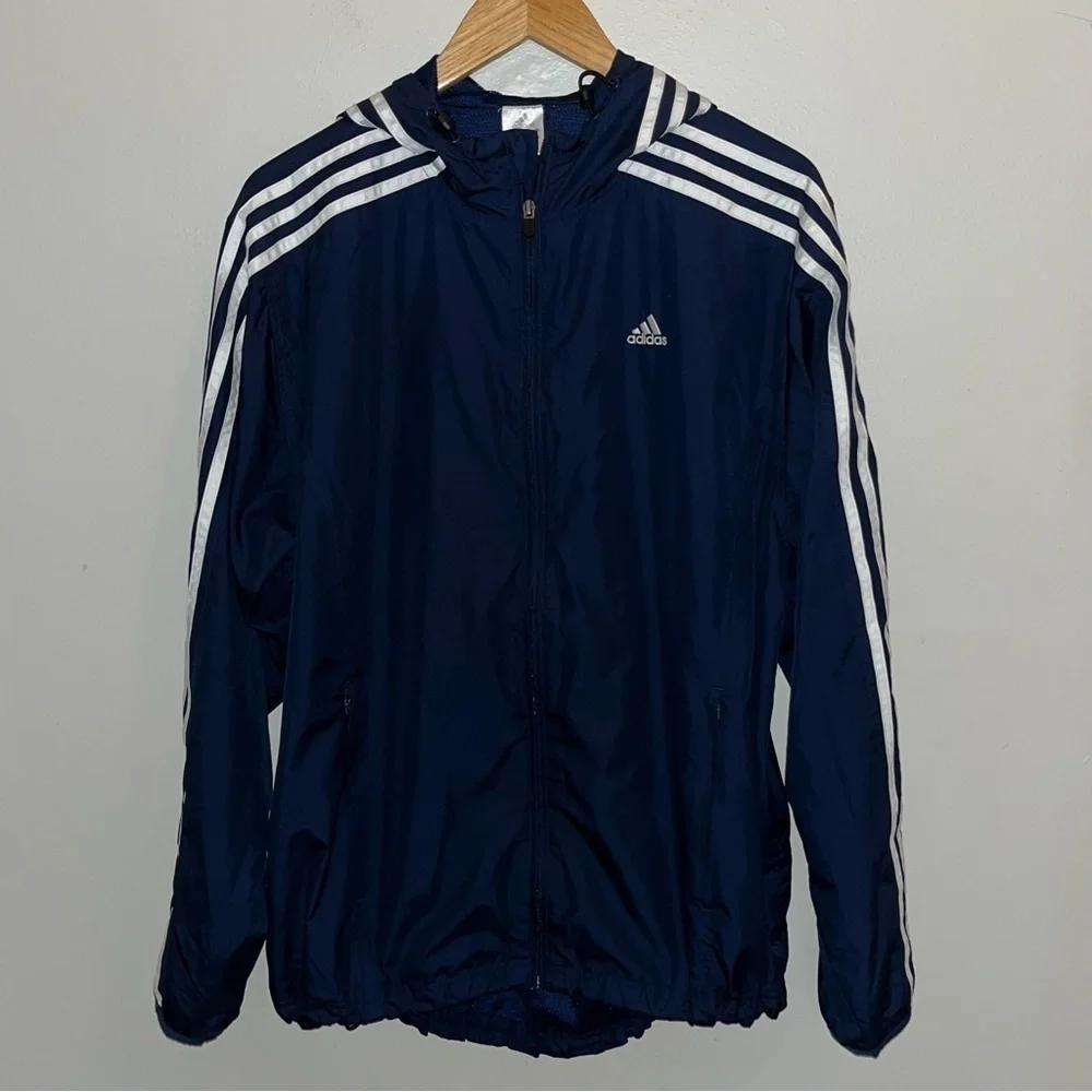 Adidas Track Jacket Windbreaker Three Stripes Full Zip Up Men’s Size Medium